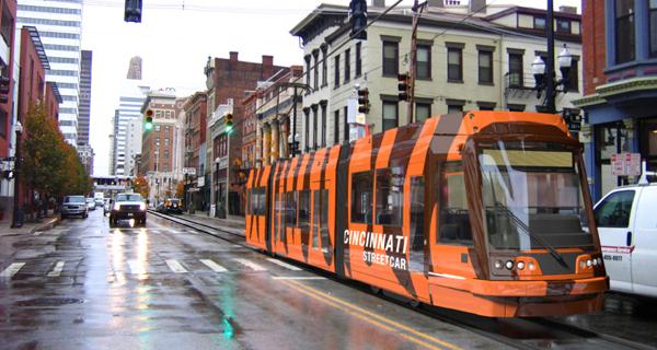 Cincinnati: Simulation of streetcar running downtown. Graphic: City of Cincinnati.